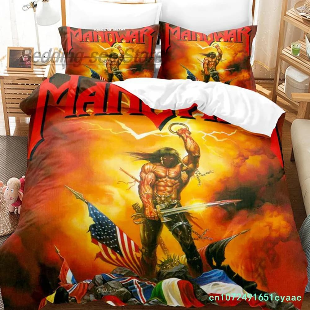 Manowar Bedding Set Single Twin Full Queen King Size Bed Set Aldult Kid Bedroom Duvetcover Sets 3D Print Hip Hop 2022