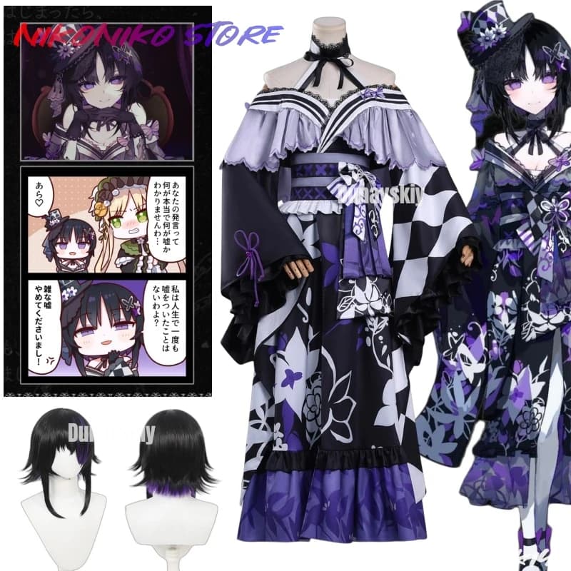 Costume anime in stile giapponese Mahou Shoujo No Majo Saiban Houshou Maago Cosplay Kimono Dress Parrucca Donna Sexy Abito di Halloween