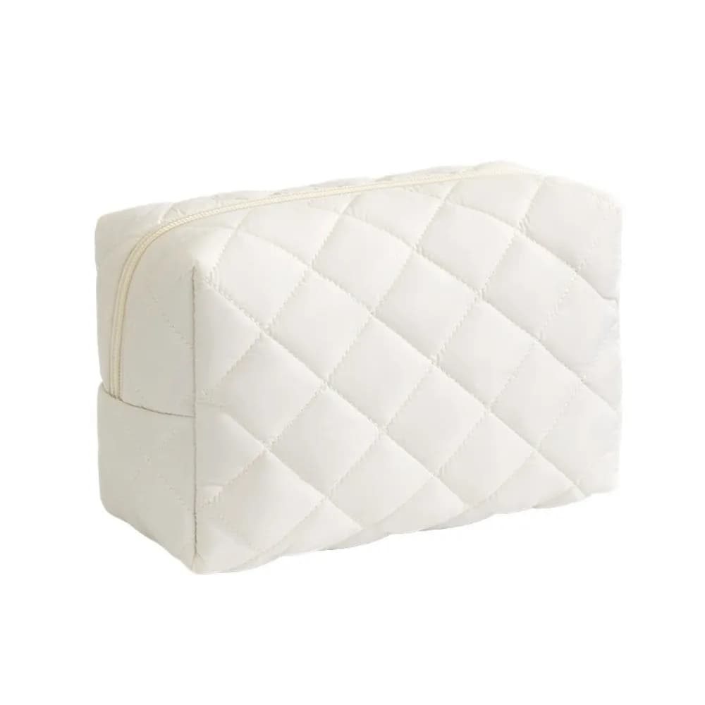 Fashion Quilted Makeup Bag Flower Printed Lightweight Travel Toiletry Handbag Large Capacity Data Cable Storage Bag for Women