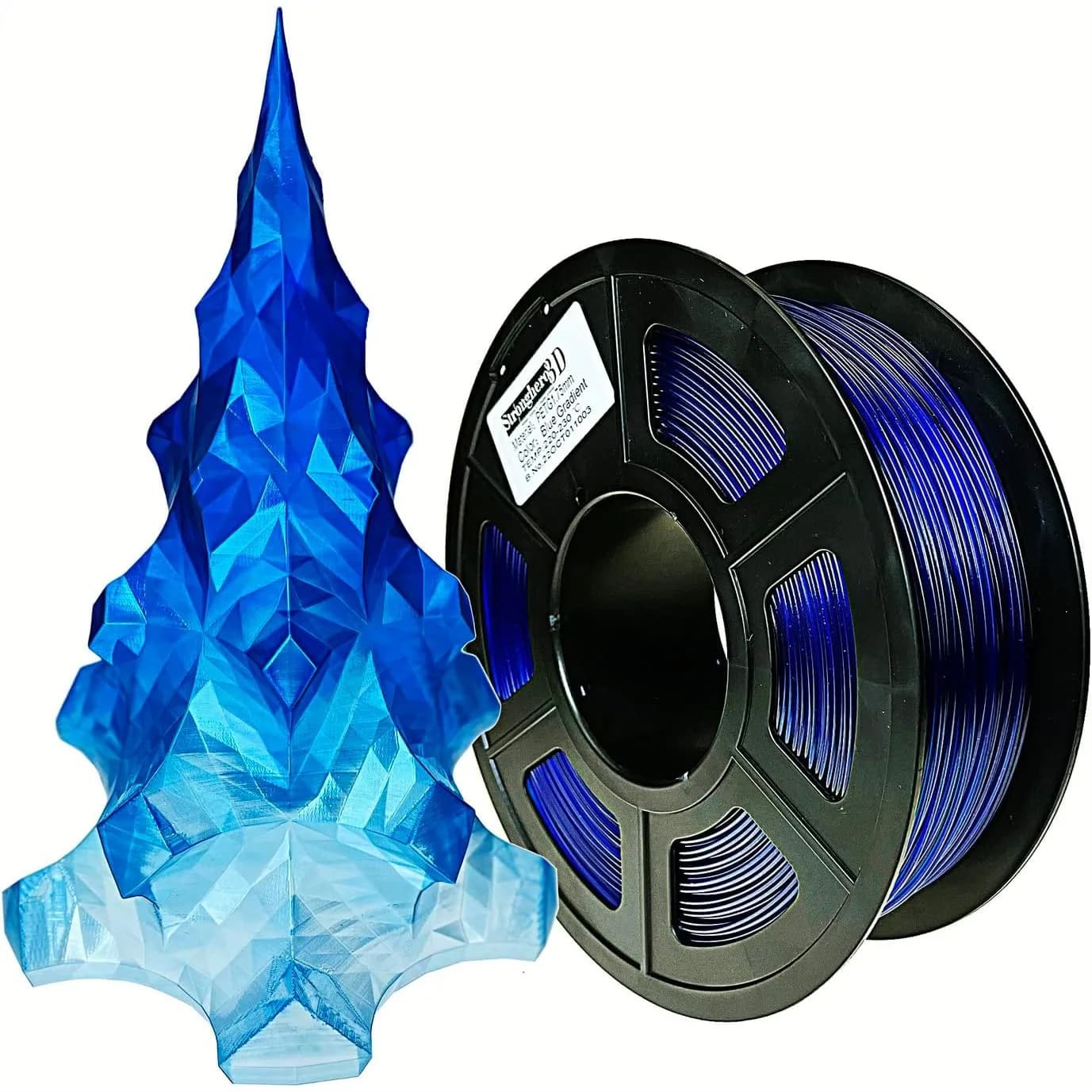 Filamento PETG per Stampante 3D 1.75mm, Doppio Colore Blu a Gradiente Traslucido, Bobina da 1kg per Ender 3 CR10, Alta Trasmissione della Luce