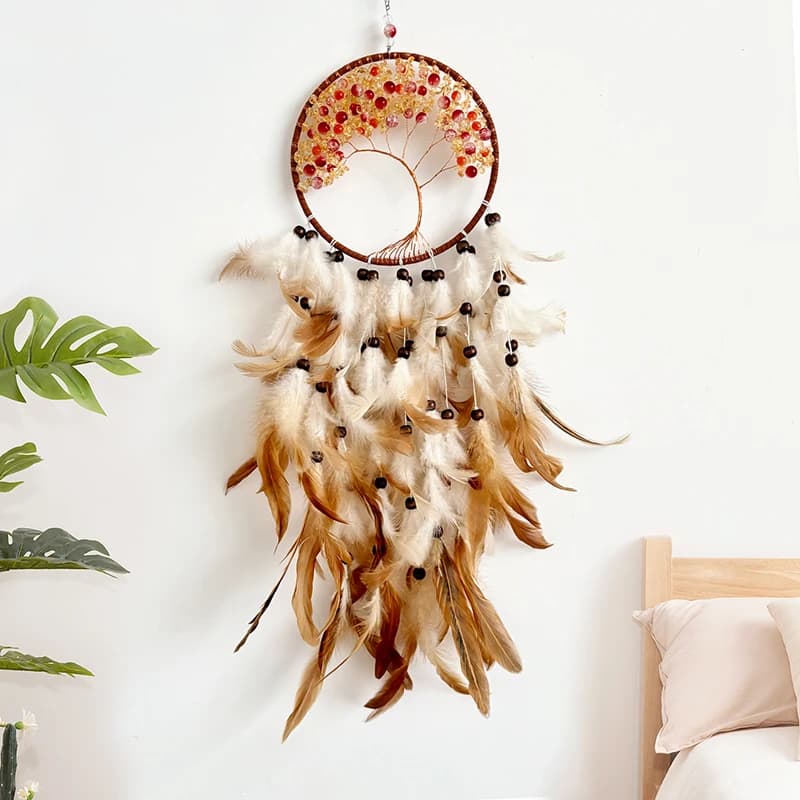 Dream Catcher Tree Of Life Crystal Handmade Wind Chimes Nordic Living Room Bedroom Wall Decor Holiday Party Gifts Home Accessory