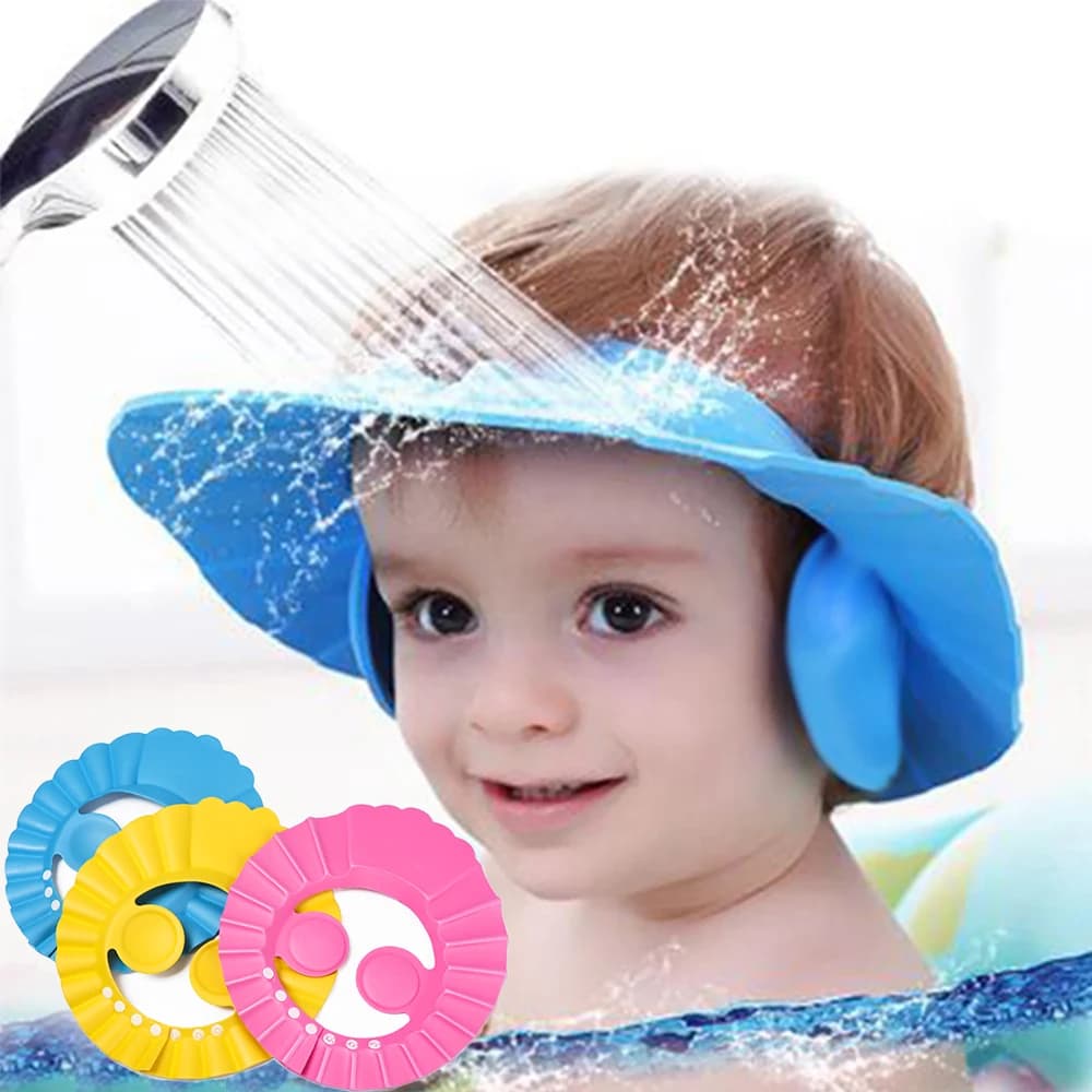 Baby Shower Soft Cap Adjustable To Wash Hair Hat for Kids Safe Ear Protection Shampoo Shower Head Cover