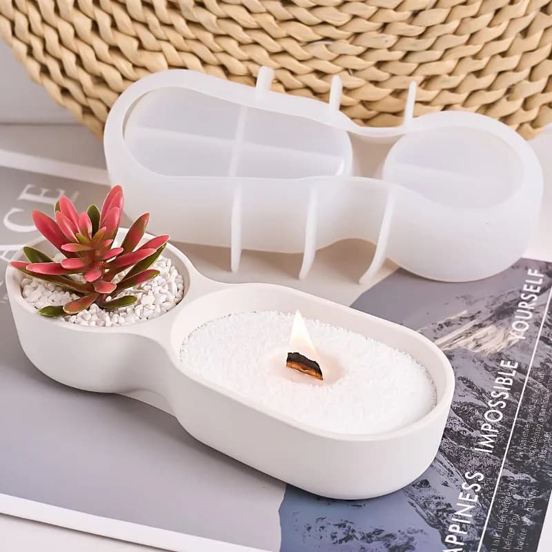 Stampo in Silicone Fai-da-Te per Vaso a Doppia Coppa, per Candele Profumate Creative, Scatole Portaoggetti e Creazioni in Resina