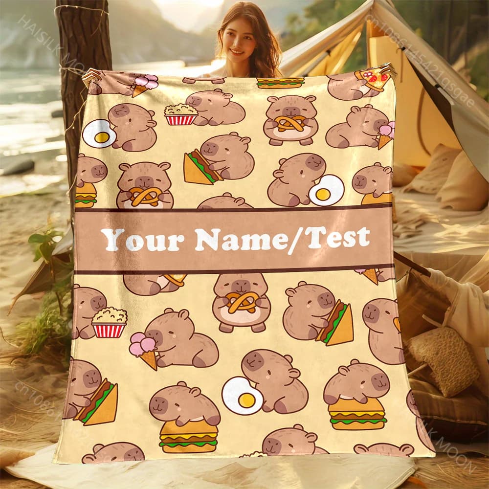 Nome personalizzato Coperta personalizzata Stampa capibara carina Coperta calda e confortevole per divano letto per adulti e bambini per regali