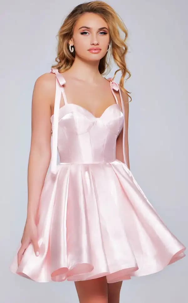 Customized Classic Charmeuse Draped Bow A-line Spaghetti strap Mini Dresses Bespoke Occasion Dresses Exquisite Sizes Available