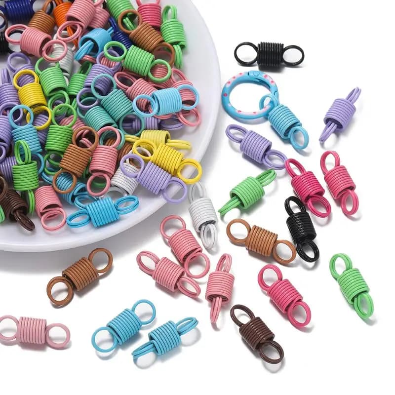 50 pezzi di fermagli a molla elicoidale, tappi terminali a crimpare, connettori di fissaggio per braccialetti di gioielli, creazione di accessori fai da te