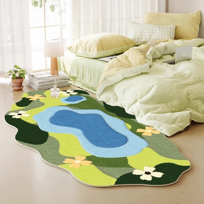 Irregular Shape Living Room Decoration Moss Carpet Thick Plush Rugs for Bedroom Fluffy Soft Bedside Floor Mat Home Washable Rug