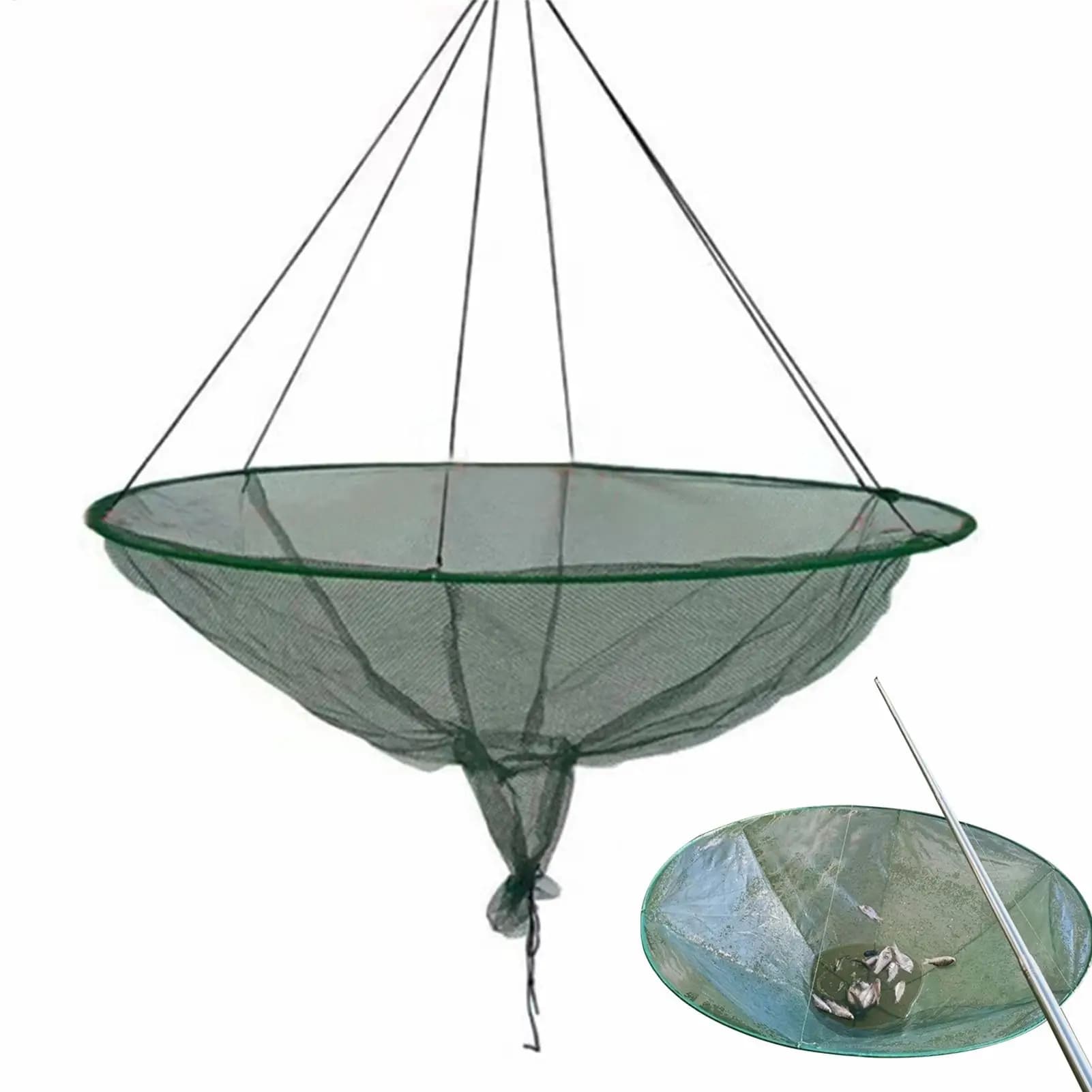 100/80CM Large Round Folding Drop Fishing Net Shrimp Catcher Tank Sturdy Casting Network Fish Trap Cage Prawn Bait Crab Netting