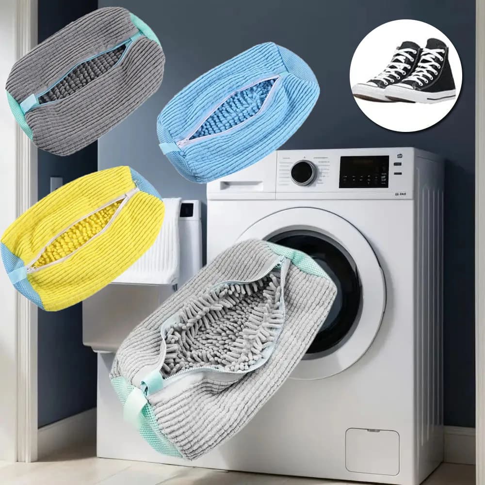 Bags for laundry shoes for washing machines and dryers, soft cleaning in fiber - Reusable gym shoes for washing machines