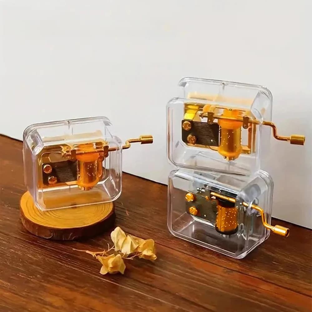 Hand-Cranked Music Box Music Bell Music Box Movement Creative Gift Valentine'S Day Graduation Gift Gold-Plated Home Decor