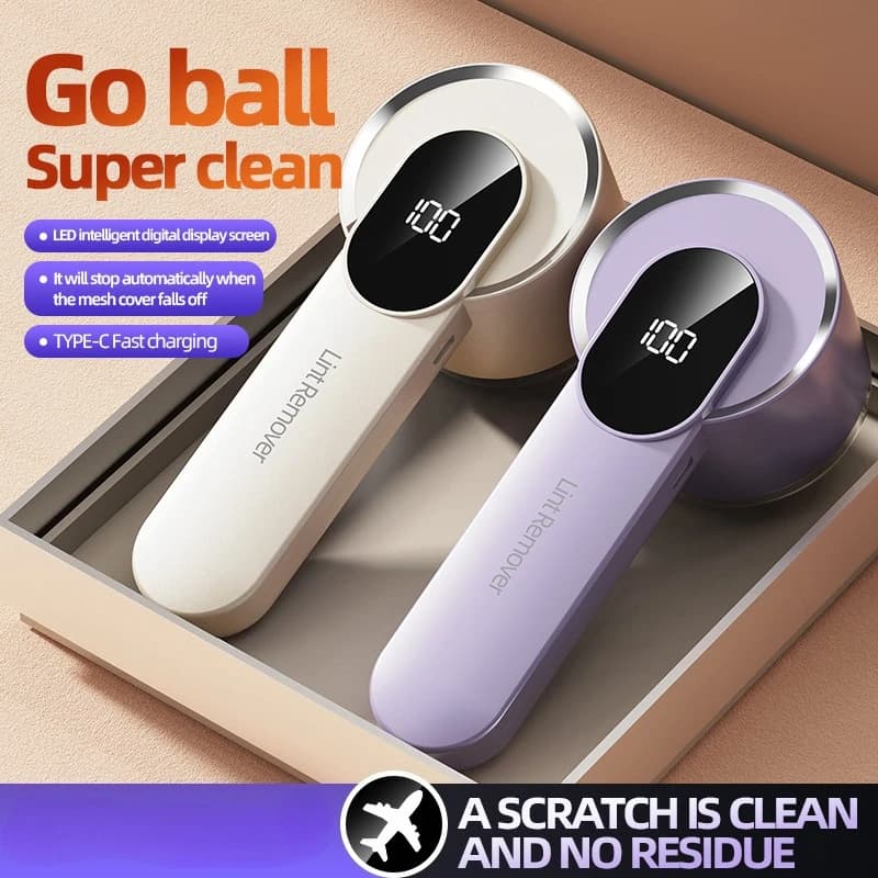 Lint Remover Clothing Hairball Trimmer Clothes Sweater Fabric Shaver LED Display 6 Blade Portable Fabric Remove Machine