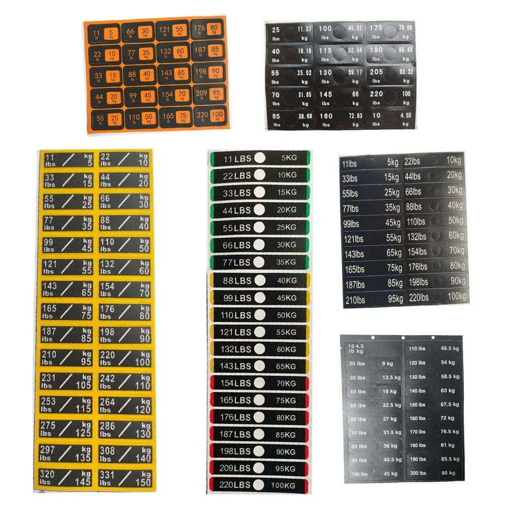 Weight stickers Self-adhesive labels for weight stacks Wall decals with numbers Fitness equipment accessory Gym training accessory