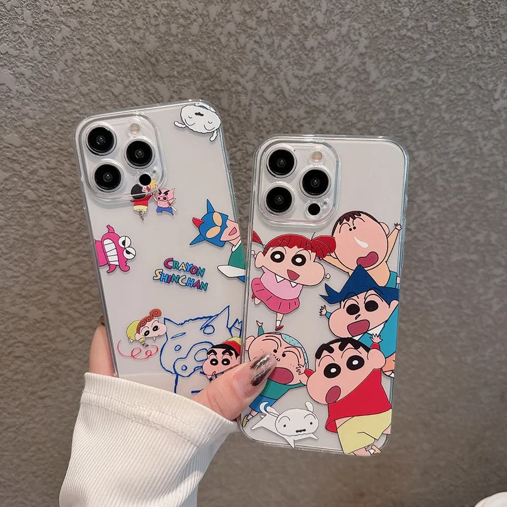 Fashion Cute Japan Anime Crayon Shin-chan Transparent Phone Case For iPhone 17 16 15 14 13 12 11 Pro Max Cases Soft TPU Cover