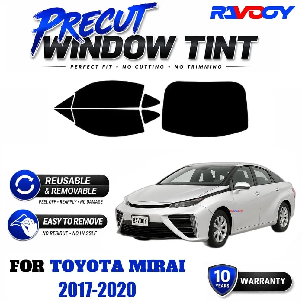 RAVOOY Precut Window Tint, Reusable Removable EPU Film, Custom Fit for Toyota Mirai 2017-2020, UV Heat Protection