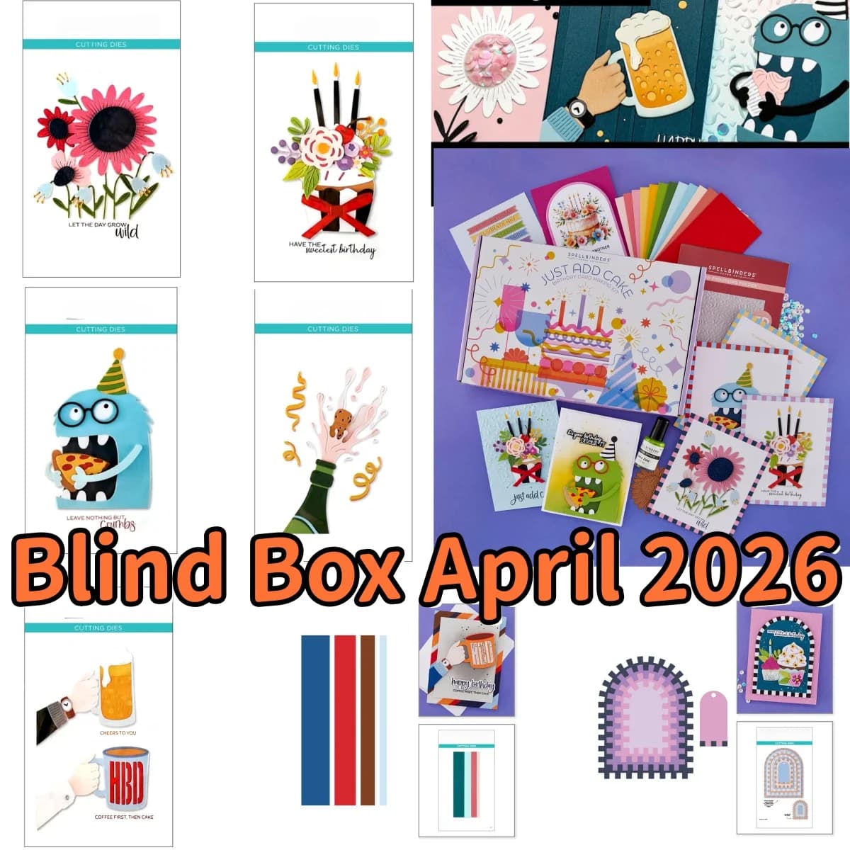 Blind Box April 2026 Birthday Chompster Brew Etched Flower Metal Cutting Dies Clear Stamps Hot Foil per Cartoline Fai da Te, Scrapbooking e Artigianato
