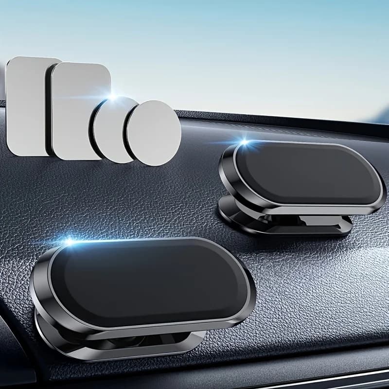 Universal Magnetic Phone Holder for - Set of 2, Enhanced Strong Magnet with 360-Degree Rotation for Dashboard, Works with All Smartphones And Aluminum Disks, Ideal for Use In, Homes, Offices, Travel Additions, And More