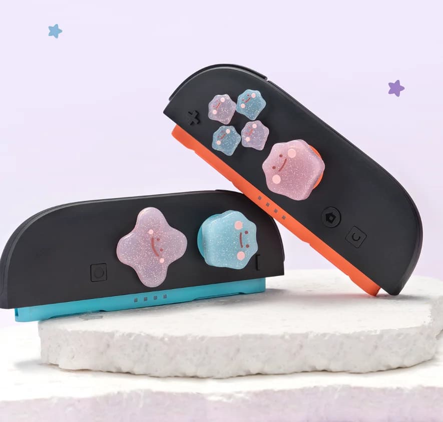 Carino Bling Silicone Morbido D-pad Pulsante Croce ABXY Chiave Adesivo Custodia in Pelle per Interruttore 2/NS Oled Joy-con Thumb Stick Grip Cap Cover