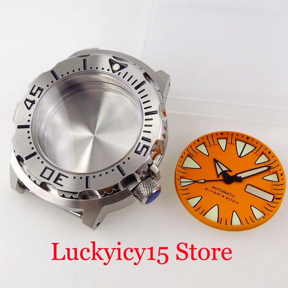 Accessories 42MM Men's Watch Case 29MM Orange/blue/red Dial Luminous Green Dial Hands Set Fit NH35 NH36 for SKX007 Monster Style