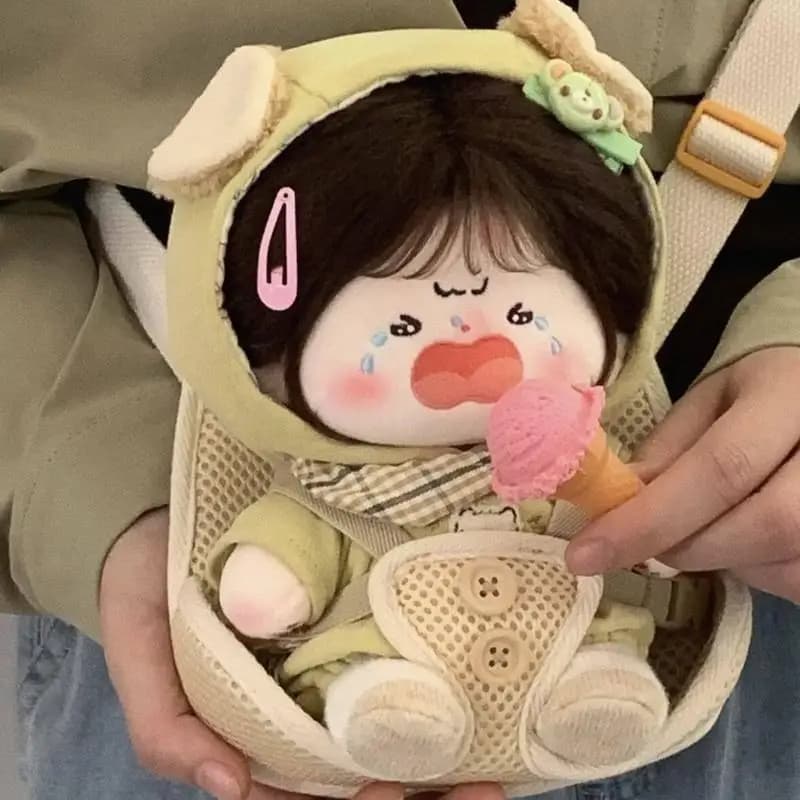 For clothes Labubu bench with doll strap cute cotton bench 20 cm for cute doll cartoon to go out and walk the baby portable
