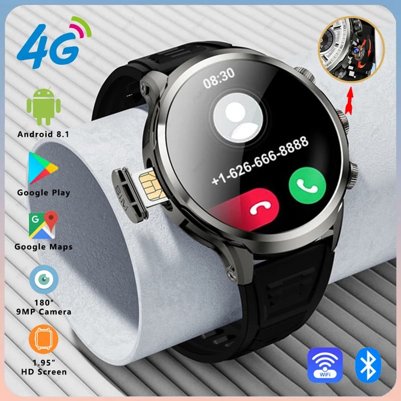 Orologio intelligente Android 3D da 1,95 pollici 180 ° Telecamera da 9 MP APP di rete 4G Scarica gratuita GPS WIFI NFC Chiamata Bluetooth Uomo Donna Smartwatch