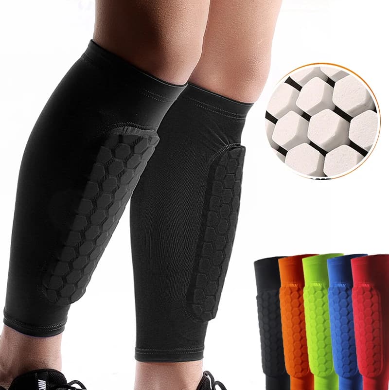 1 pc football socks socks sleeves with foam, compression sleeves calf bearings honeycomb, sports leggings and football equipment