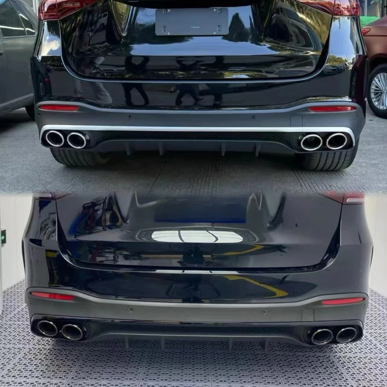 For GLE Class W167 Upgrade To GLE53 Style Rear Lip With Exhaust Dream Garage GLE53 Rear Diffuser With Exhaust Tip
