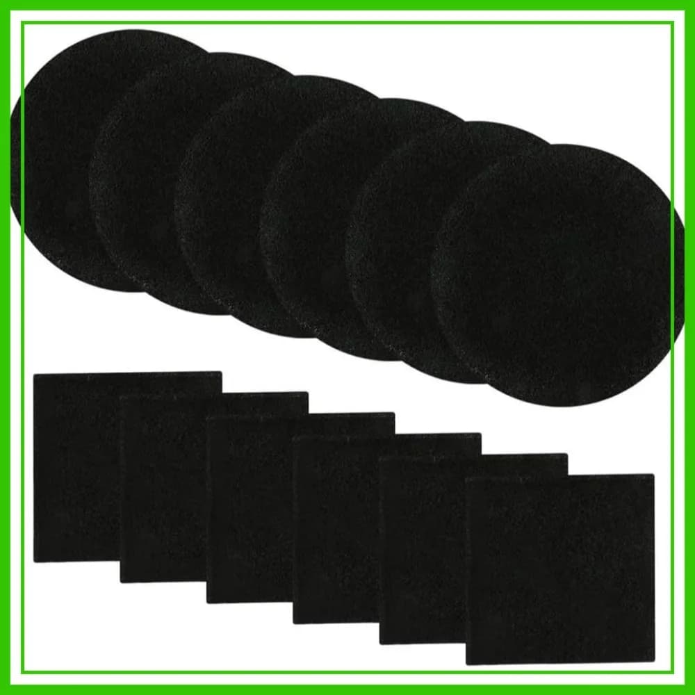 Confezione da 12 Filtri per Contenitore Compost, Carbone Attivo per Secchio da Cucina, 6 Rotondi + 6 Quadrati, Diametro 6,5 Pollici, Adatti per Contenitori da 1-1,3 Galloni