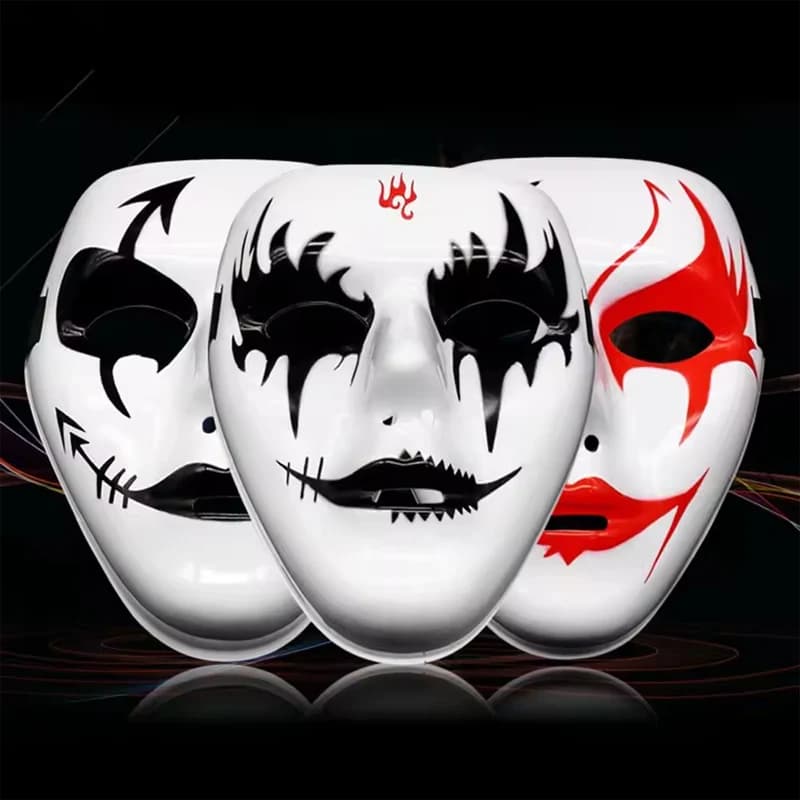 4 pz 2024 maschera di Halloween Cool spettrale Party Ghost maschera Cosplay Hip Hop Street Dance maschere spettacoli Prop maschera integrale