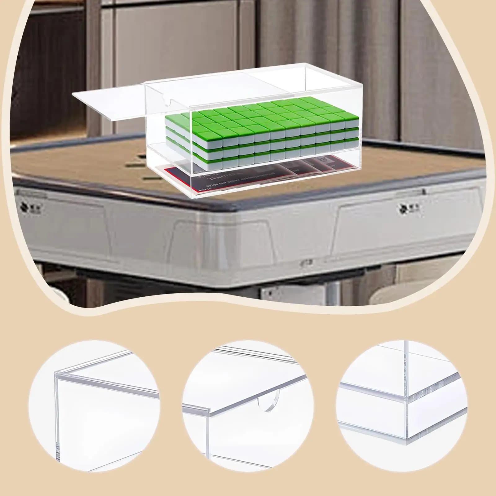 Acrylic Organizer for Mahjong Weaving, Large Transparent Box for Conservation Cards and Accessories for Mahjong Party