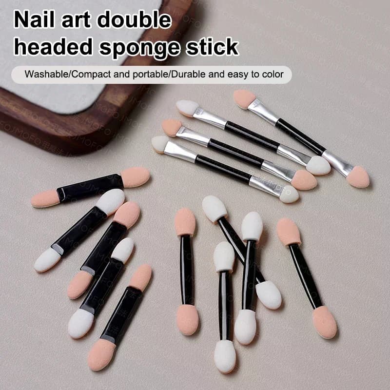 10 disposable brushes for nail powder, sponge, double-sided eye shadow applicator, mirror, chromed pigment, sponge