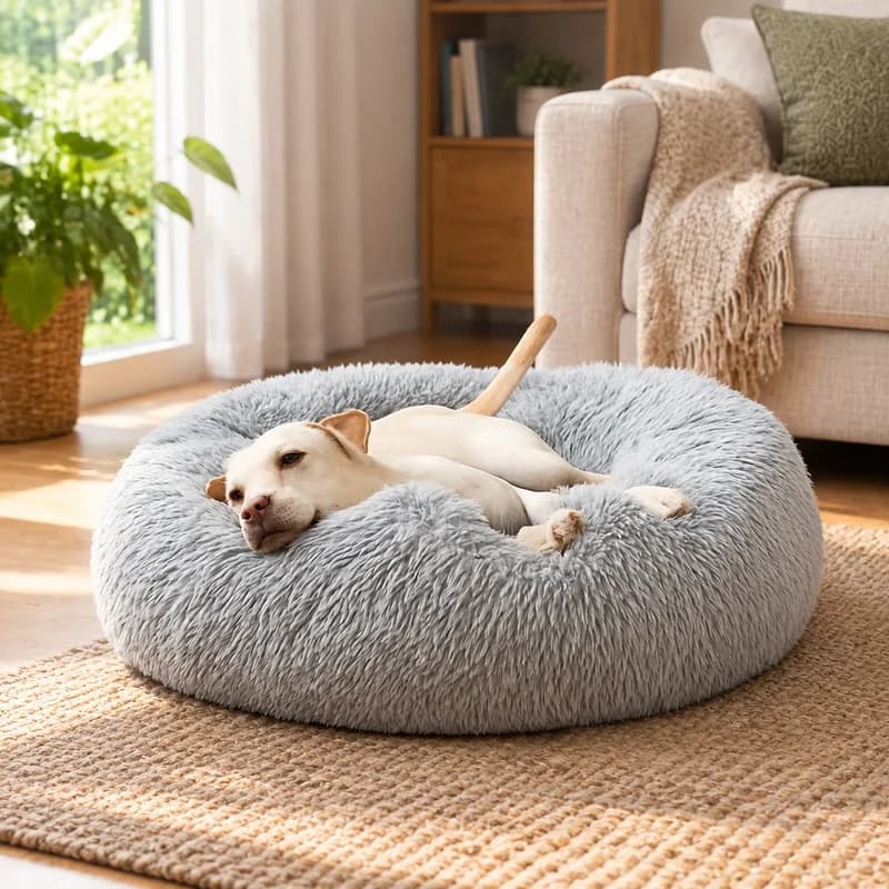 Cozy Round Pet Bed for Dogs and Cats, Soft Washable Basket Ideal for All Sizes, Winter Comfort Sofa