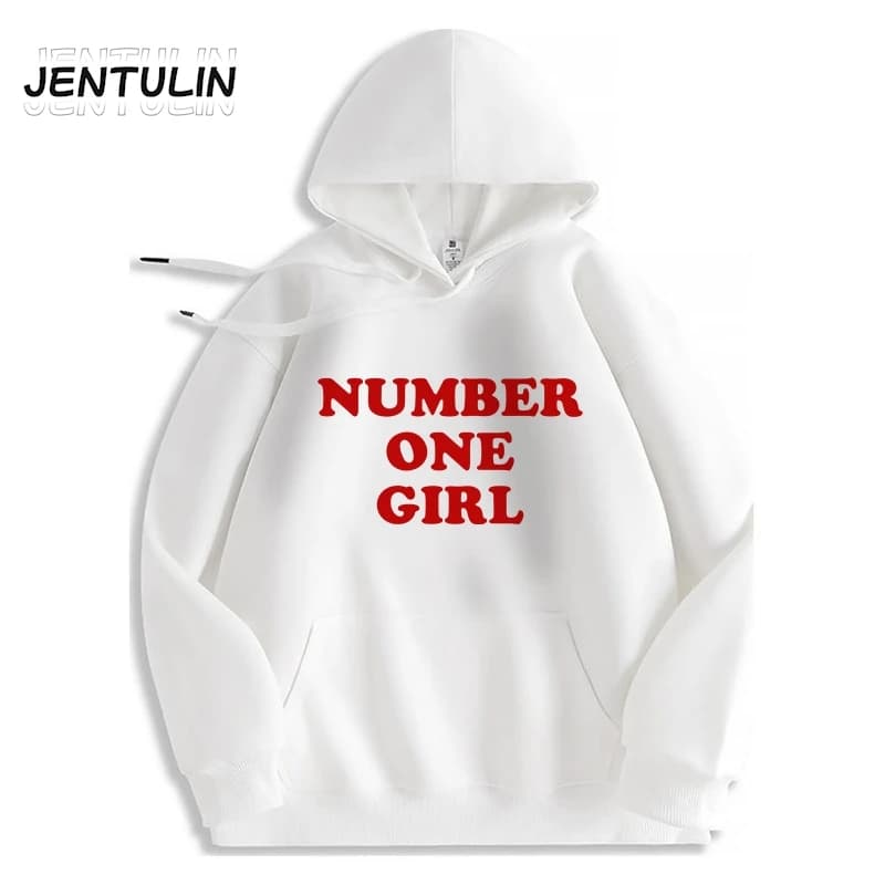 Korean Style Number One Girl Letter Print Hoodies Harajuku Loose Pulllover Vintage Punk Sweatshirt Street Hip Hop Y2K Clothes