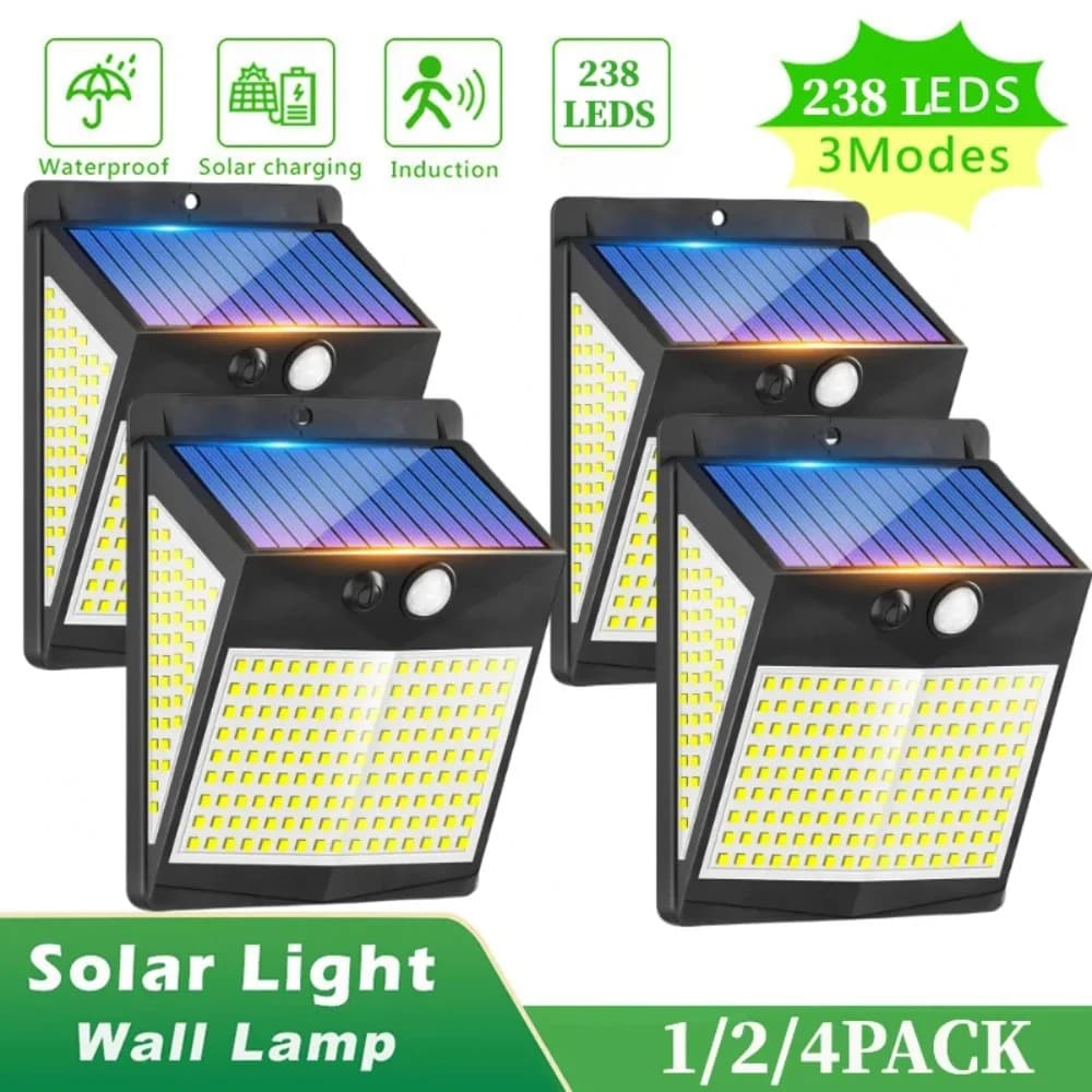 238 luci solari a Led lampada da parete da giardino per esterni 3 modalità con sensore di movimento PIR IP65 lampada da inondazione stradale impermeabile per cortile