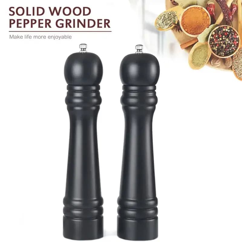 Macinapepe in legno nero da 12 pollici macinapepe da cucina per uso domestico macinapepe manuale macinaspezie da cucina mulino regolabile