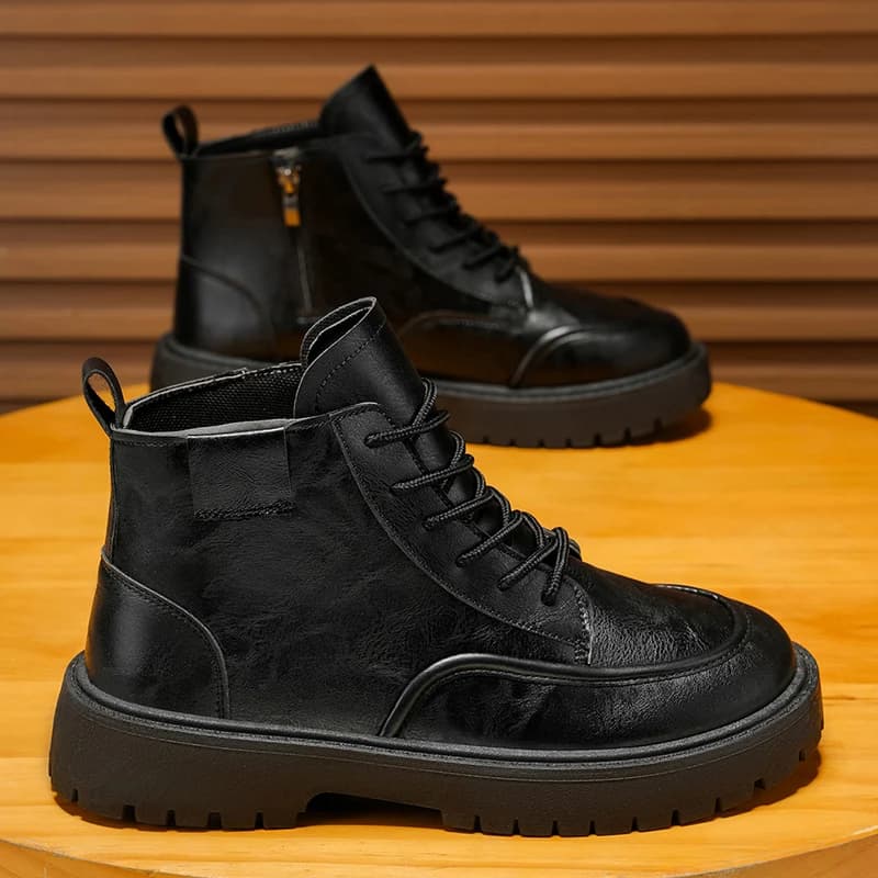 Stivali da Uomo Autunnali in Pelle Impermeabili, Scarpe Sportive a Mezza Altezza, Nuovi Stivaletti alla Moda, Scarpe Casual da Escursionismo, Sneakers Maschili