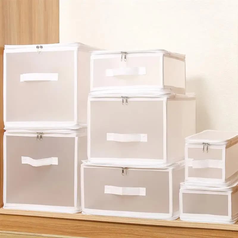Transparent Plastic Storage Box Home Use Foldable Clothes Underwear Organizer Waterproof Moisture Proof Closet Storage Bag