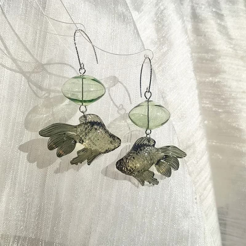 Orecchini Creativi a Forma di Pesce Rosso, Orecchini Pendenti Unici Trasparenti a Forma di Pesce Rosso, Graziosi Orecchini Pendenti a Forma di Pesce Koi, Gioielli Personalizzati all'Ingrosso