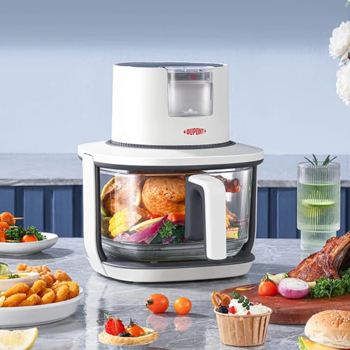 Steam tender roasting air fryer, household visible full-glass fryer with touch screen air fryer oven