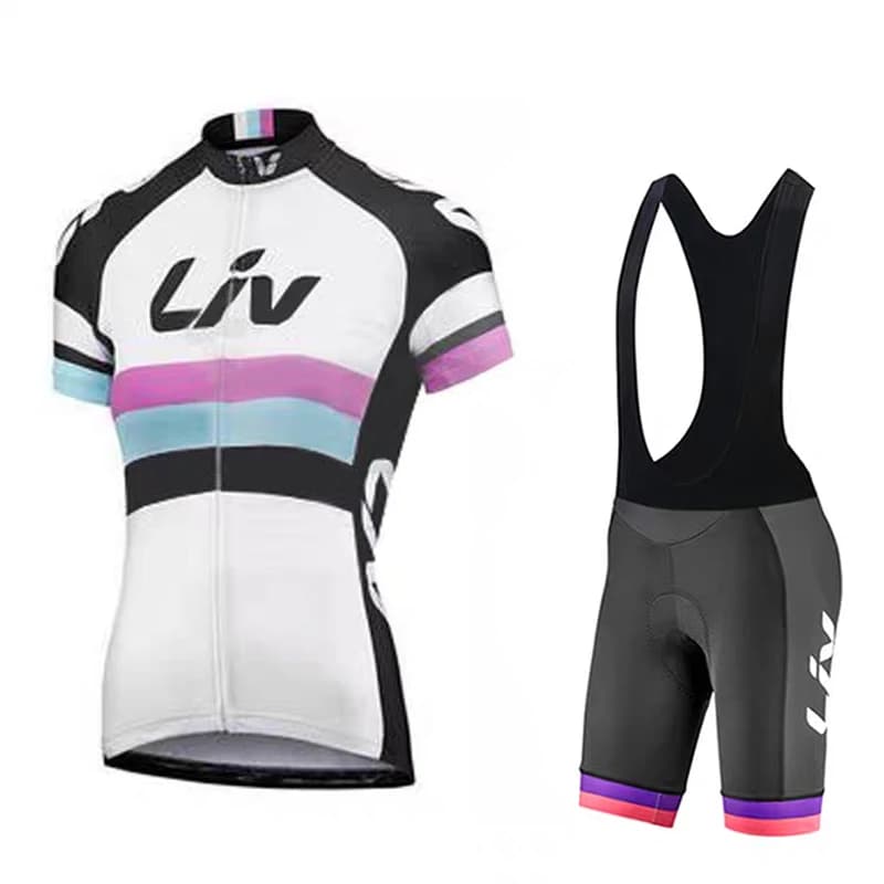 Completo da ciclismo da donna LIV, set corto estivo, maglia da ciclismo, pantaloncini da ciclismo con protezione solare, top slim da ciclismo, pantaloncini da ciclismo slim