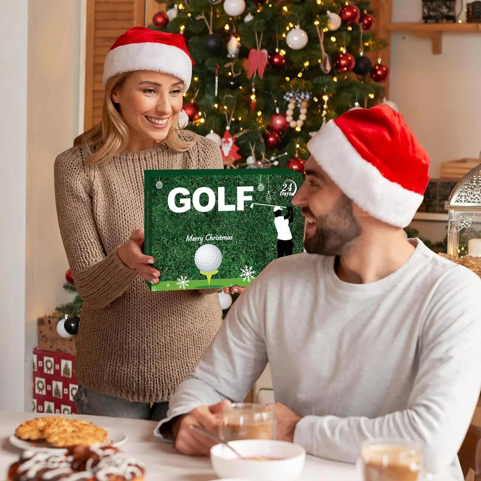 Calendario dell'Avvento Calendario per il conto alla rovescia di Natale Regali di golf per le vacanze Pennarelli per 24 giorni T-shirt Palline Regali di Natale per uomo marito