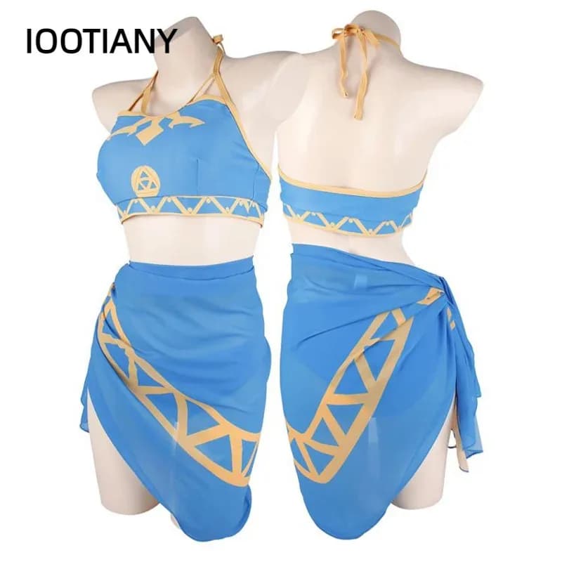 25COS3pc Breath Of The Wild Cosplay Principessa Costume da bagno estivo Zelda Costume da bagno sexy in tre pezzi Abiti Carnevale di Halloween