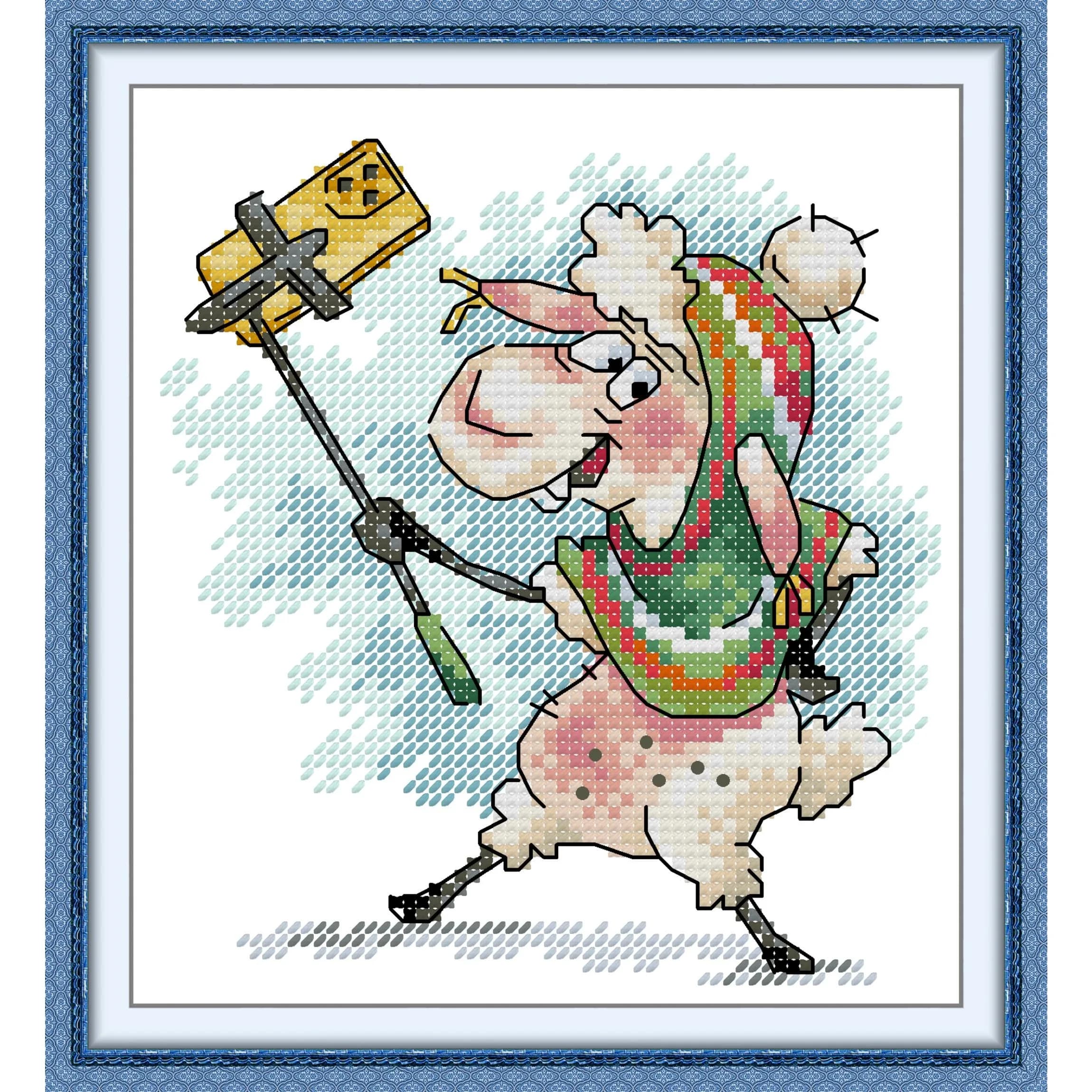 News Pre-Printed Cross Stitch Kit, Stamped Aida Fabric With DMC Threads, Embroidery Kit - Little Lamb 4