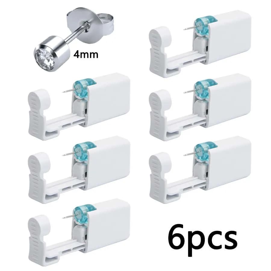 6pcs Disposable Ear Piercing Gun Built-in Earrings Studs Safety Self Ear Piercing Tools Set
