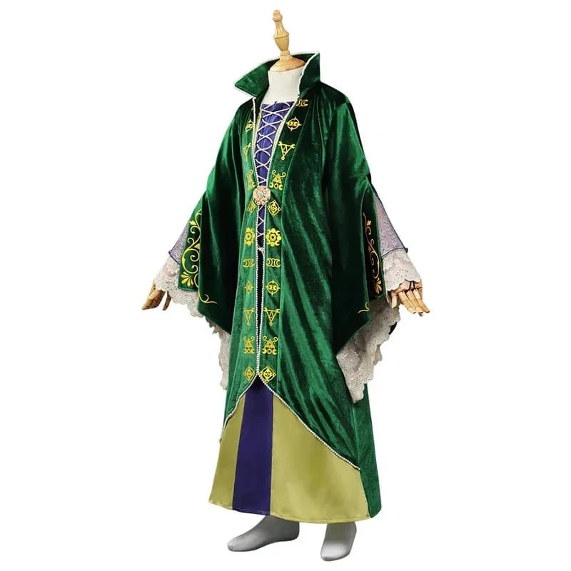 e,4;v'6\k/Girls Winifred Sanderson Cosplay Costume Hocus Movie Pocus Dress Cloak Kids Halloween Carnival Witch Outfit 5;g'8.n/3\