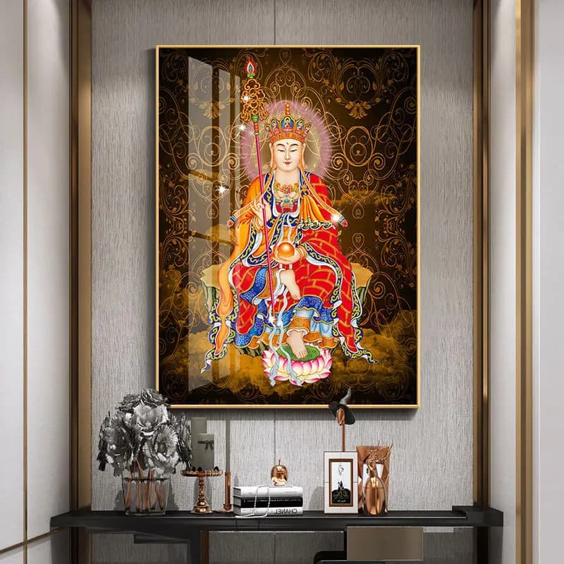 Precision Printed Cross Stitch Thread Embroidery Simple Modern Buddha Image for Living Room Entrance Handmade Cotton Fabric
