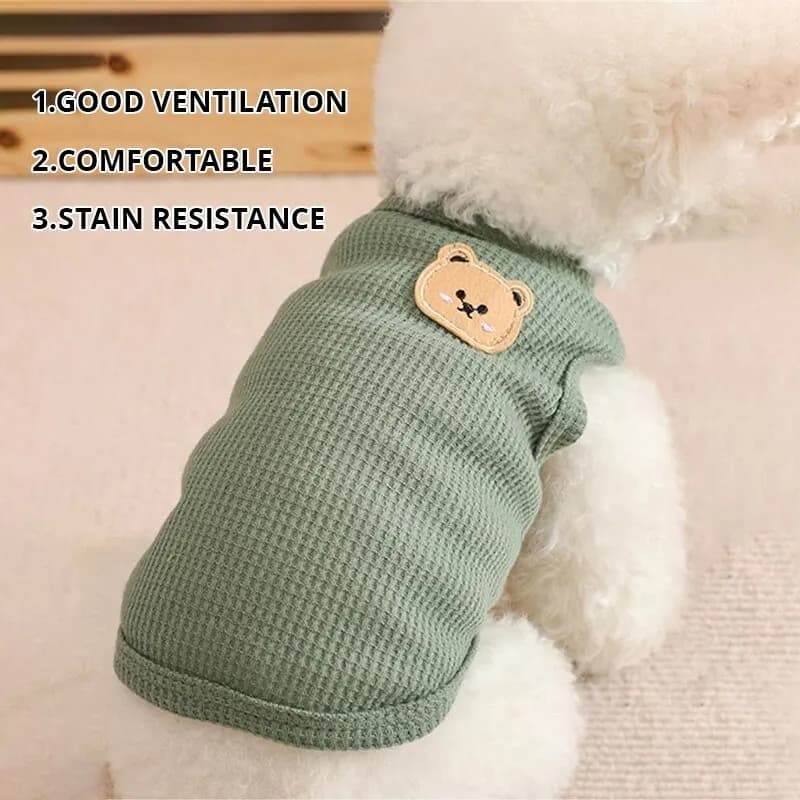 1pc Green Bear Vest Pet Dog Clothes Cat Solid t-shirt abbigliamento cani Thin Small Fashion Chihuahua Summer traspirante
