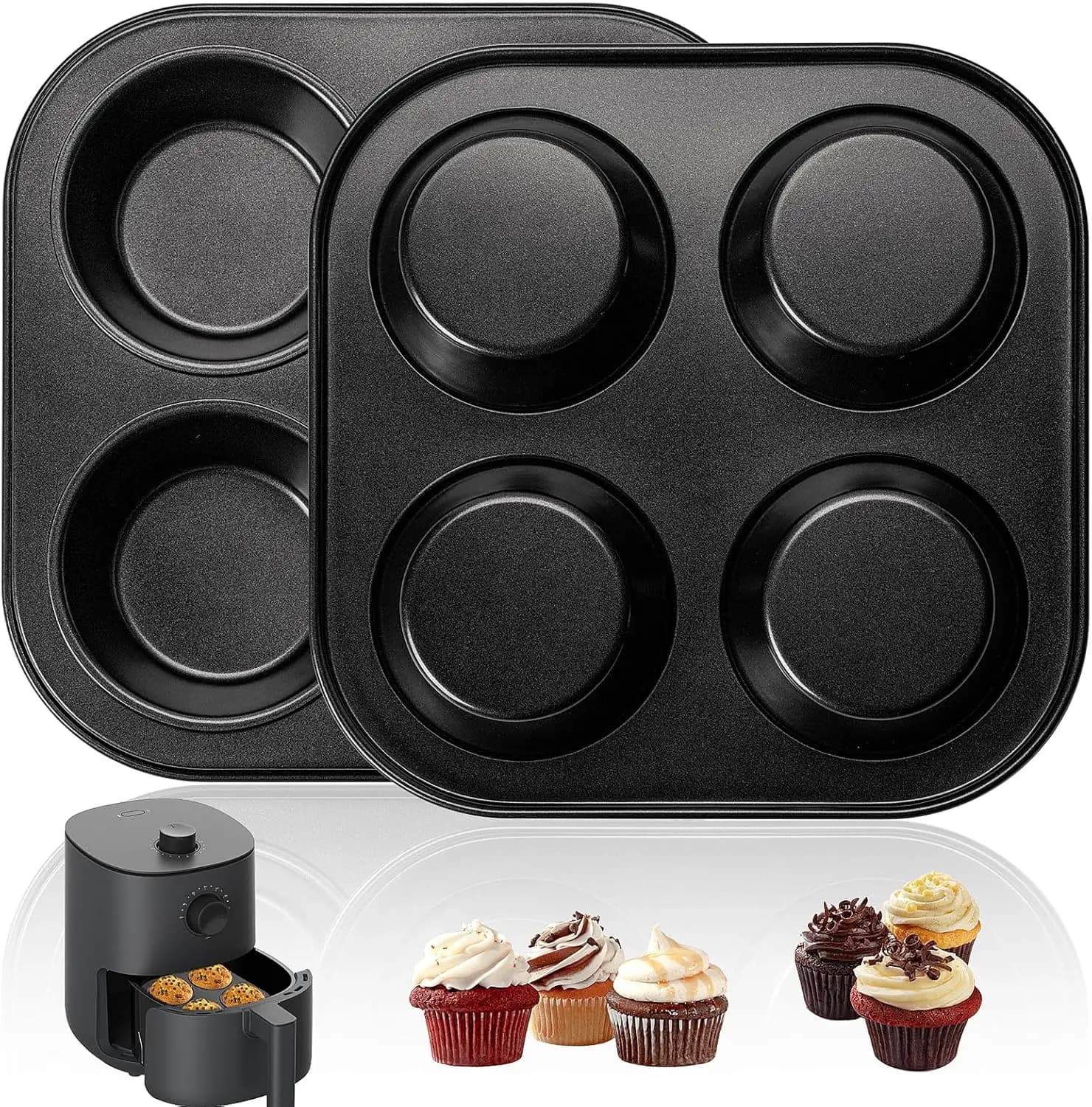 Air fryer muffin mold, packing with 2 cupcake molds for air fryer and toaster oven, cupcake baking tray for small oven and oven