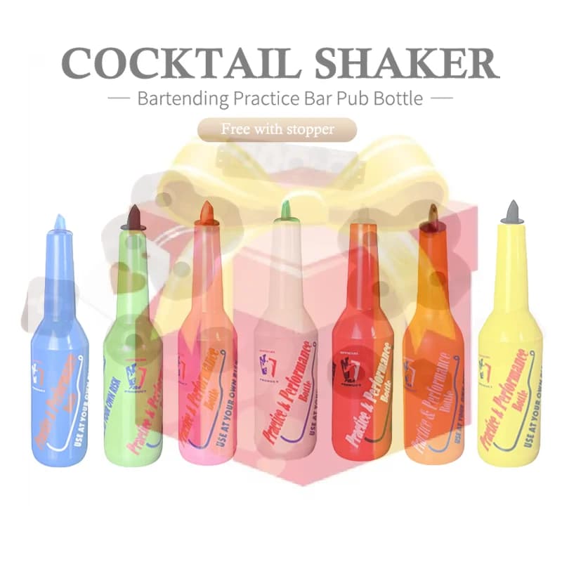 【HG】Bottiglia da Esercitazione per Barman Colorata, Bottiglia Vuota per Cocktail e Vino, Versatore per Liquori, Accessori da Bar