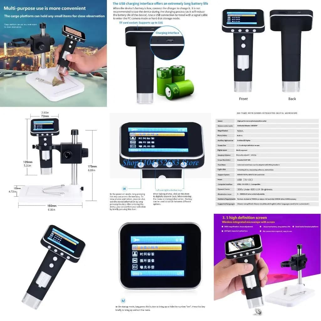 Microscopio con lente d'ingrandimento portatile Y6GD per bambini, batterie a lunga durata, supporta registrazione foto e