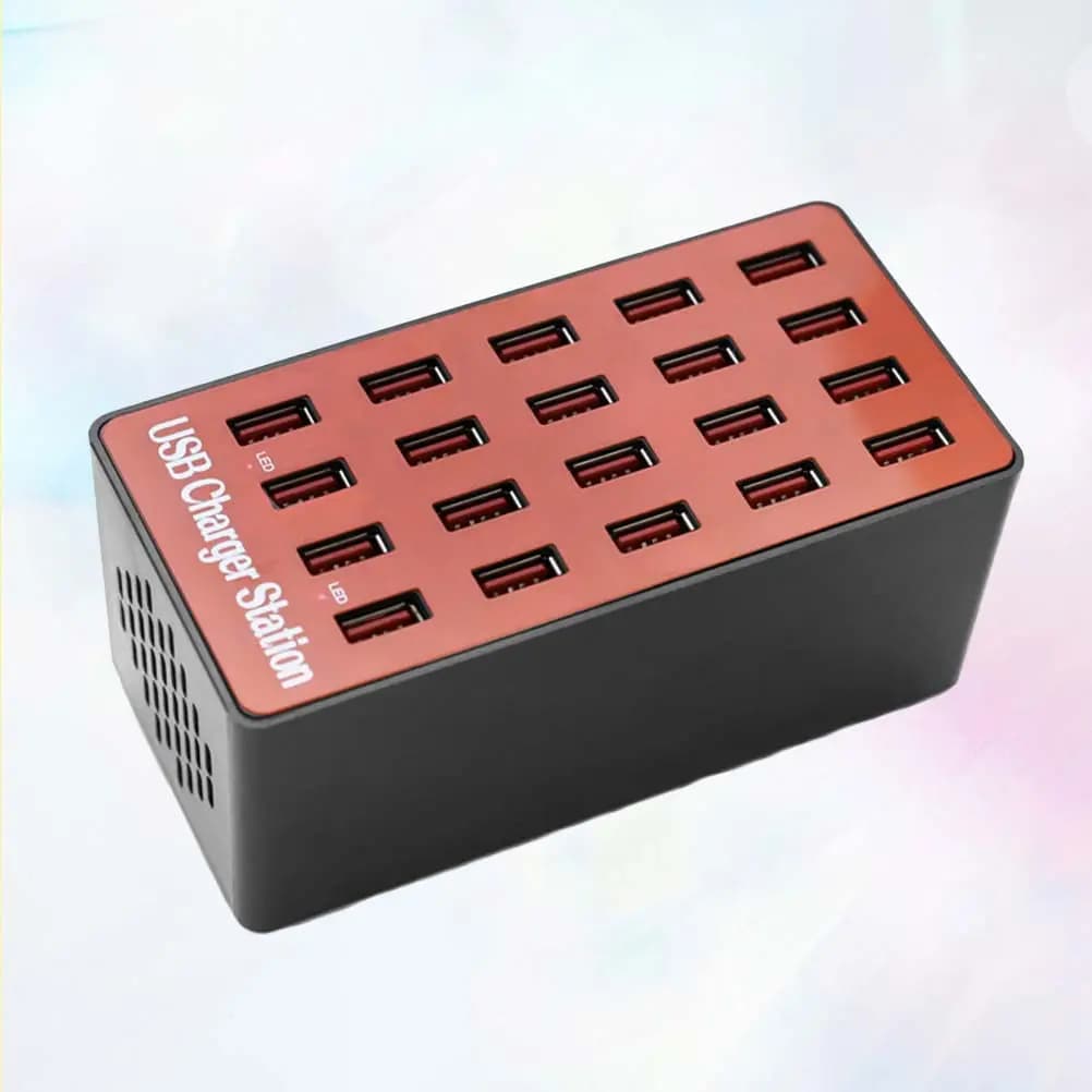 Stazione di Ricarica USB a 20 Porte 16A da Scrivania, Adattatore di Alimentazione Multiplo per Dispositivi, Sicuro e Veloce, per Viaggi Internazionali